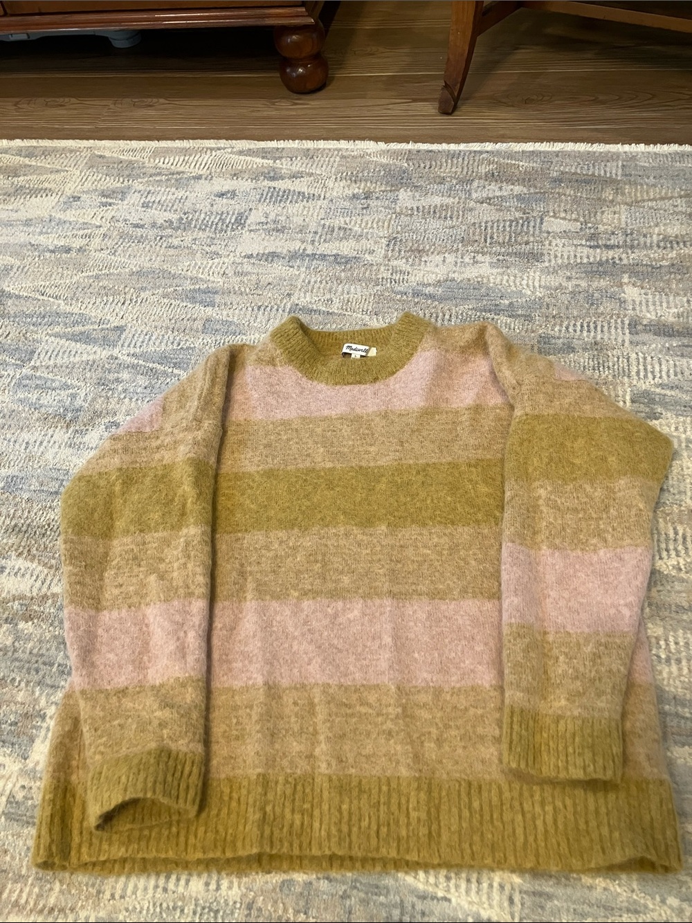 Madewell Otis Space Dyed Crewneck Sweater in Citrine & Blush